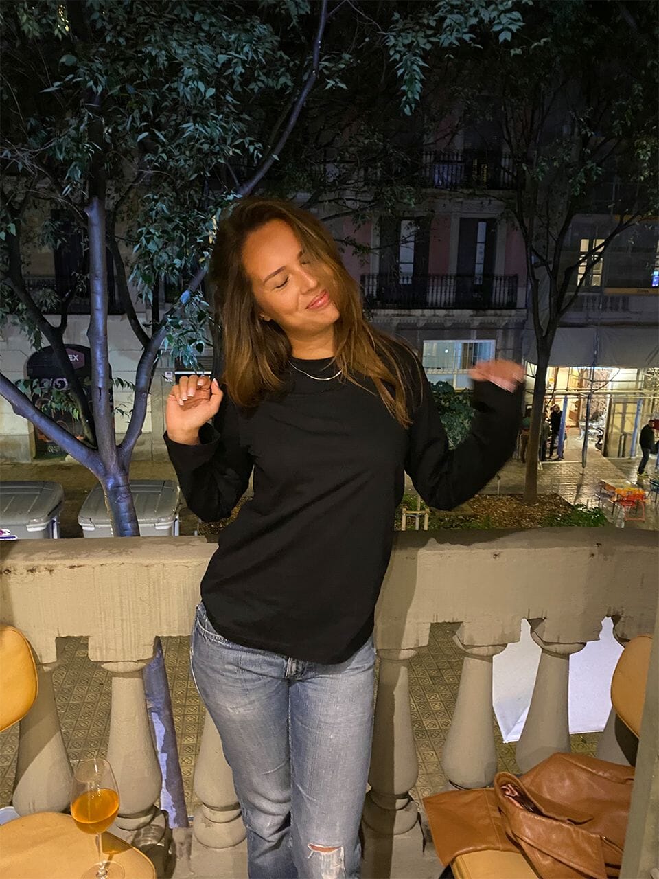 Nadia is 170 cm tall and wears size M.