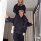 Anna  is 172 cm tall and wears size M in both sweats and hoodie and Aske is 190 cm tall and wears size l in both sweats and hoodie