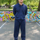 Henrik is 185 cm tall and wears size XL. | loose navy