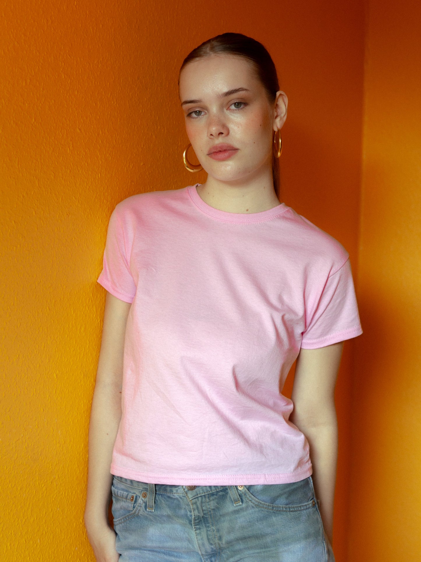Mathilde is 167 cm tall and wears size S. | light pink