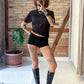 Astrid is 165 cm tall and wears size S. | black
