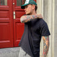 Sylvester is 183 cm tall and wears size L. | black