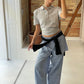 Karoline is 165 cm tall and wears size S. | light blue