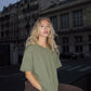Line is 174 cm tall and wears size M. | olive green