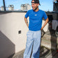 Tor is 184 cm tall and wears size L. | light blue